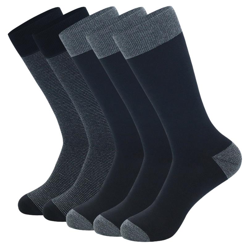 5 Paar Übergröße Mode Business Herren Anzugsocken Hohe Qualität Streifen Schwarz Grau Reine Herren Baumwollsocken Größe EU41-48