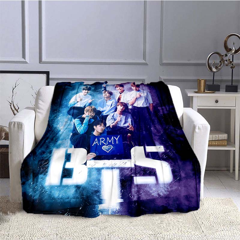 BTS Kpop Deken Plaid Kpop Cadeau Flanellen Deken voor Tienermeisjes Volwassenen Warm Pluche Plaid voor Bed Bank Sofa