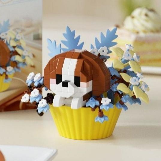 Mini Cartoon Building Blocks for Girls Children Cat Dog Animals Bricks Potted Plants Puzzle Assembly Decoration Holiday Gift