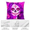 Halloween Sugar Skull Girl Pillow Case Short Plush Double-Sided Print Square Throw Pillow Covers Sofa Home Cushion Decor