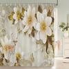 Rideau de bain 3D à impression florale européenne, beau, imperméable, en polyester, rideau de douche, décoration de maison, rideau avec crochets
