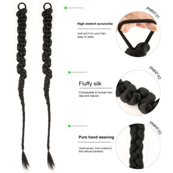 Braid Wig Smooth Realistic Natural Elastic Hair Rope Soft Hairs Styling Comfortable To Wear African Dirty Braid Long Ponytail Wig Girl Supply