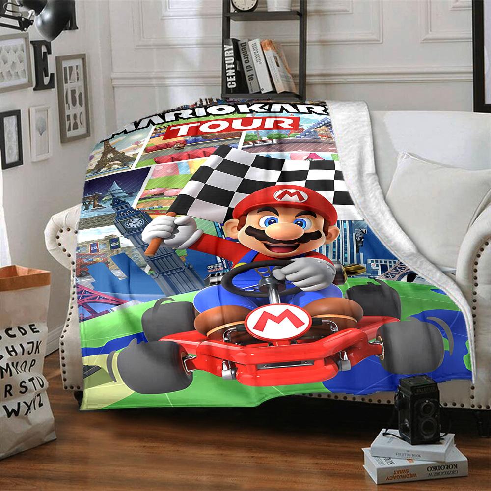 1pc Mario Flannel Blanket, Soft Skin Friendly with Digital Printing, Various Sizes Available for Family, Friends, Birthday