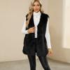 Winter Women's Faux Fur Warm Oversized Sleeveless Black Vest Gilet