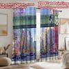 2D flat printing 2pcs Curtains Anime City Street View Digital Printed Polyester Drapes Family Party Decoration Use for All