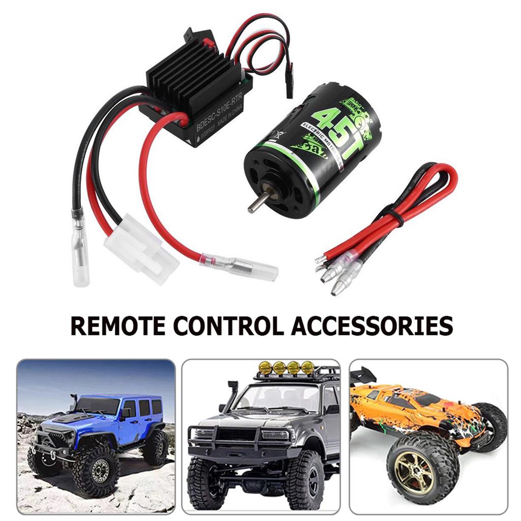 For 1/10 RC Cars Truck Waterproof Welding Wire Motor Alloy Brushed ESC Combo Kits for Children Playing Christmas Gift