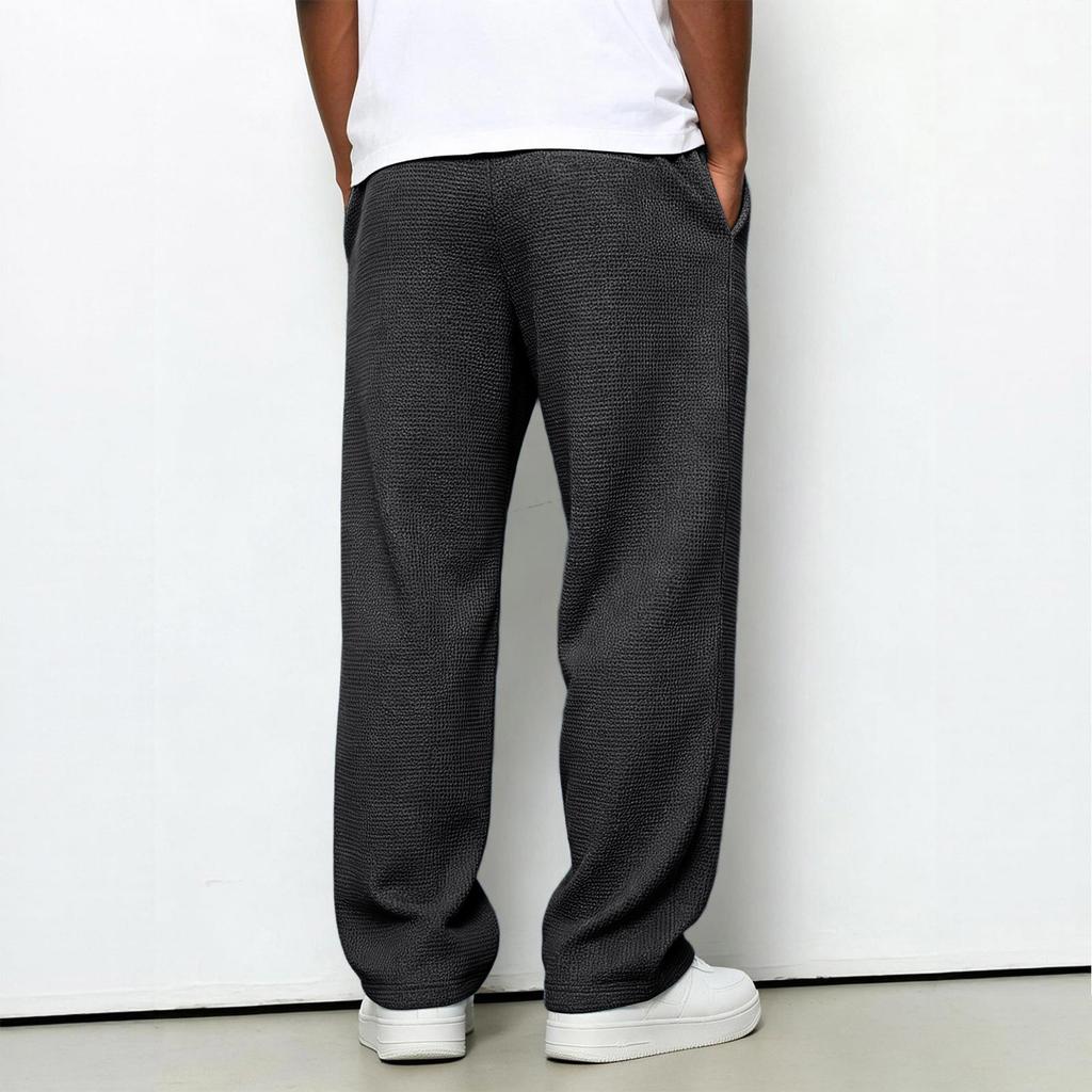 Men's Straight Wide Leg Knit Sweatpants Casual Versatile Pants for Everyday Wear