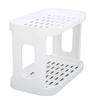 Double Layer Desktop Storage Rack Large Capacity Fence Design White Cosmetics Desktop Plastic Storag