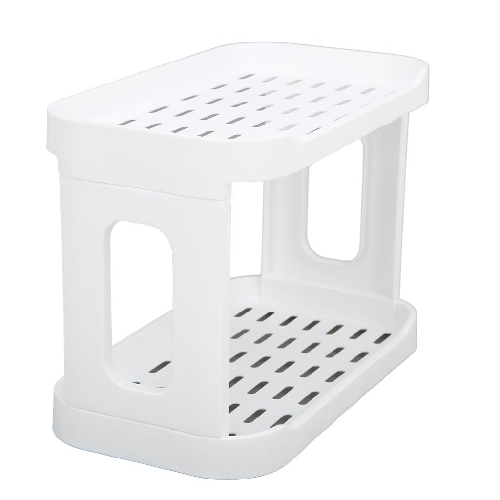Double Layer Desktop Storage Rack Large Capacity Fence Design White Cosmetics Desktop Plastic Storag