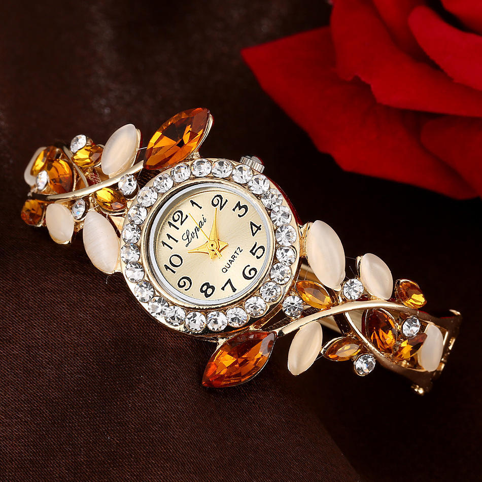 Orologio da Donna Diamanti di Lusso Bracciale in Cristallo in Lega Orologio da Polso a Fiori Elegante Orologio Femminile Orologi Bracciale al Quarzo con Strass
