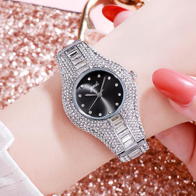 Orologio da Donna Acciaio Cinturino Incrostato di Diamanti Lusso Leggero Lega di Alta Gamma Orologio Impermeabile Quarzo Orologio da Donna
