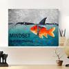 A Canvas Painting Featuring An Inspirational Shark and Goldfish, Perfect for Decorating Offices, Bedrooms, and Bathrooms