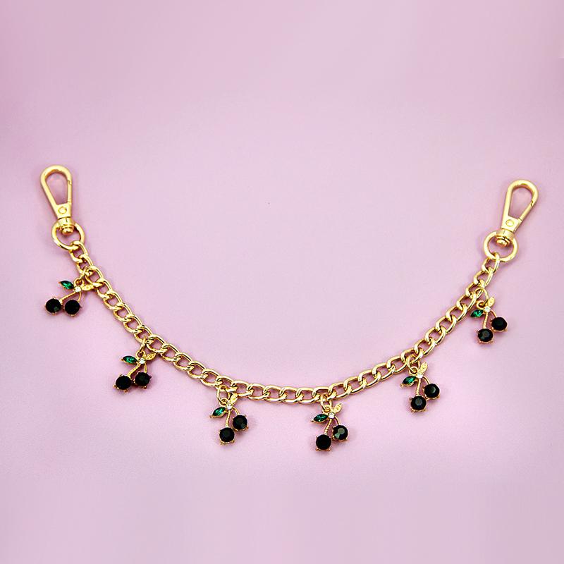 Temperament Glass Stone Red Cherry Chain Jewelry Bag Hanging Jewelry Bag Charm Bag Accessories
