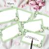 50pcs, green flower blank message cards, pocket cards, business cards, blank greeting cards, small business supplies, gift tags