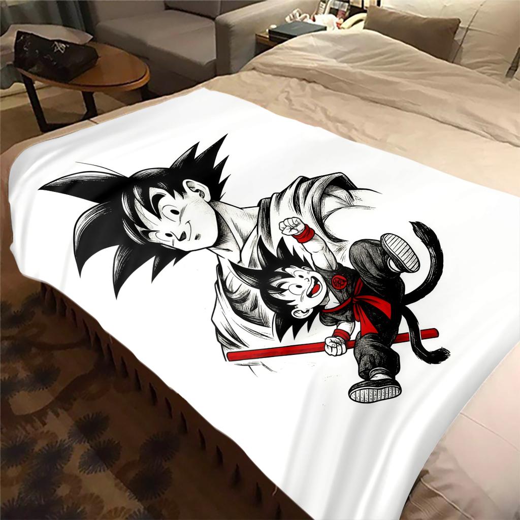 1 Stück Süße Cartoon Son Goku Aufdruck Flanelldecke, Hohe Qualität für Alle Jahreszeiten, Heimdekoration, Wärme und Komfort, Perfekt für Weihnachtsgeschenke