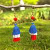 Earrings Multi-layered Fringe Earrings Creative Red, White, and Blue Flag-Colored Pendant Earrings 4th of July Independence Day Gift for Women