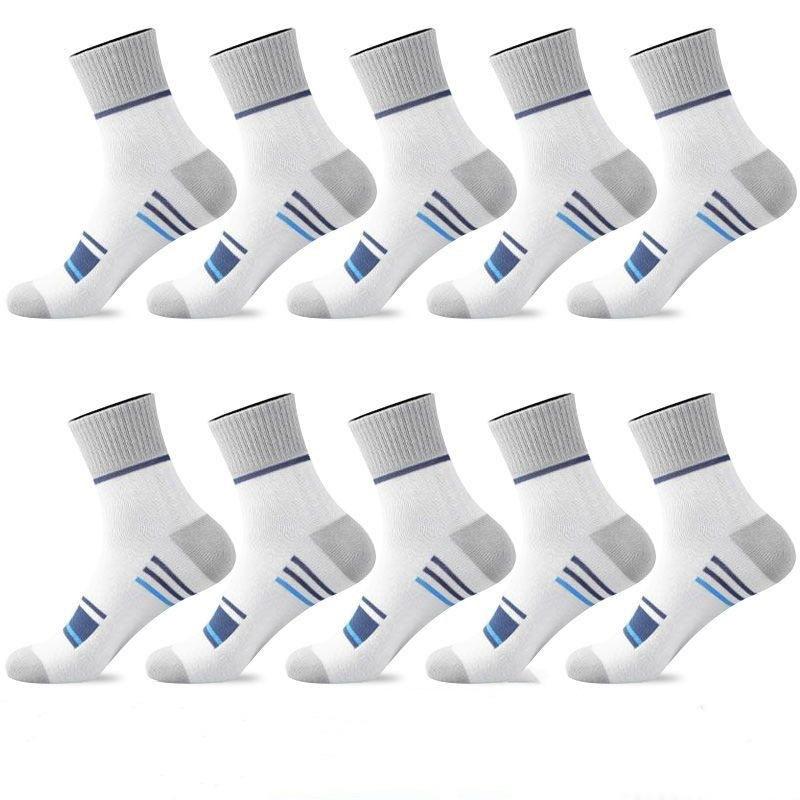 5/10 Pairs Men's Striped Mid-calf Sports Socks Breathable Socks Casual Socks