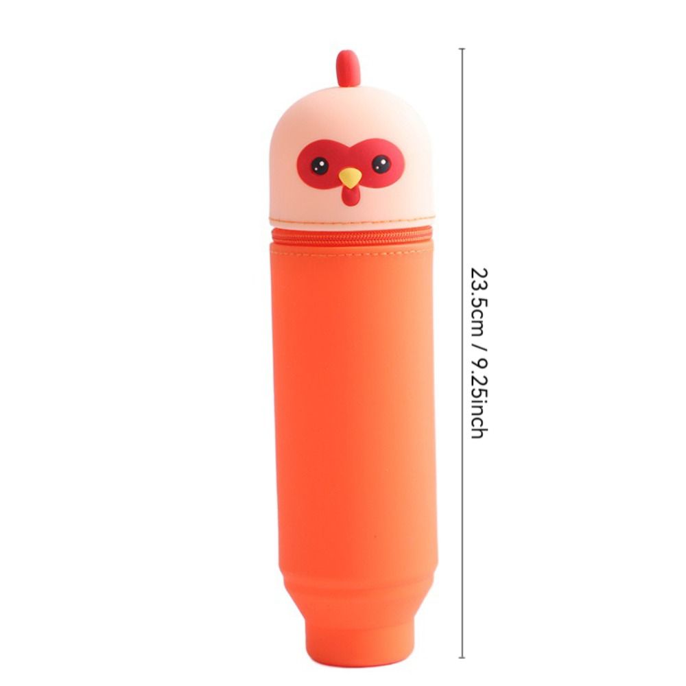 Dirt Resistant Pen Container Silicone Stationery Organizer Cartoon Pencil Holder  for Students