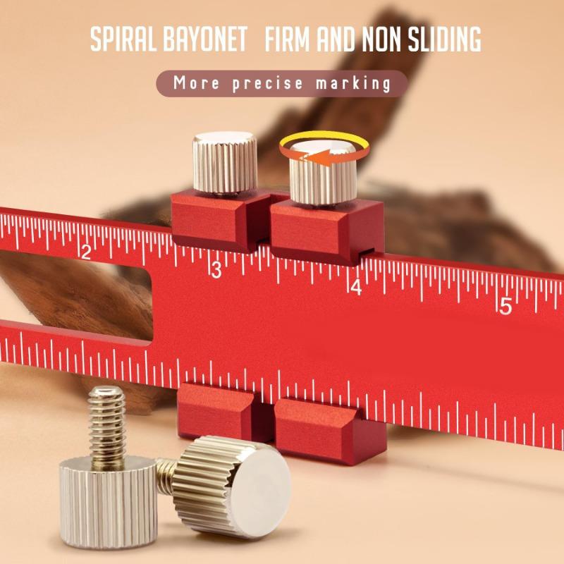 3pcs/set T-Ruler - Ergonomic Aluminum Pocket Square with Metric/Inch Measurements and Slide Stops Precision Woodworking