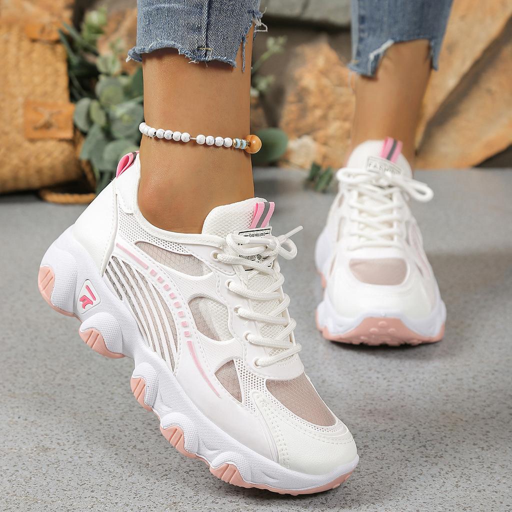 2025 summer ice silk mesh white shoes casual breathable student sports shoes dad shoes women ins trendy shoes women