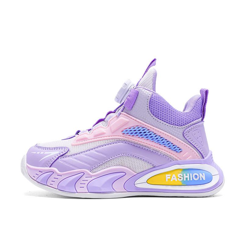Boys Mesh Sneakers Medium and Older Children's Button Running Shoes Children's Shoes Spring Skates Popular Basketball Shoes