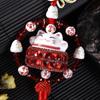 Diamond Studded Lucky Cat Car Pendant Crystal Ceramic Chinese Knot Car Rearview Mirror Suspension Decoration Car Accessories