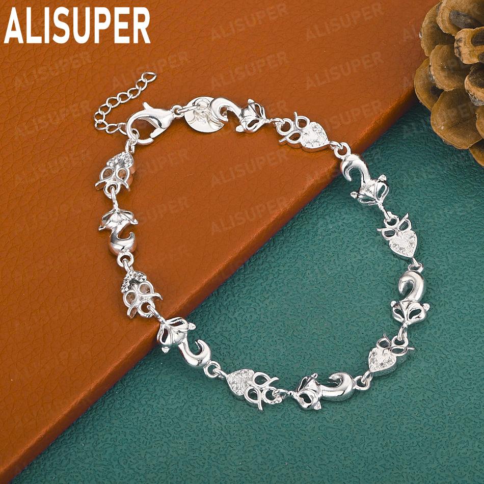 925 Sterling Silver Fox and Heart Design with AAA Zircon Gemstones - Beautiful Gift Jewelry
