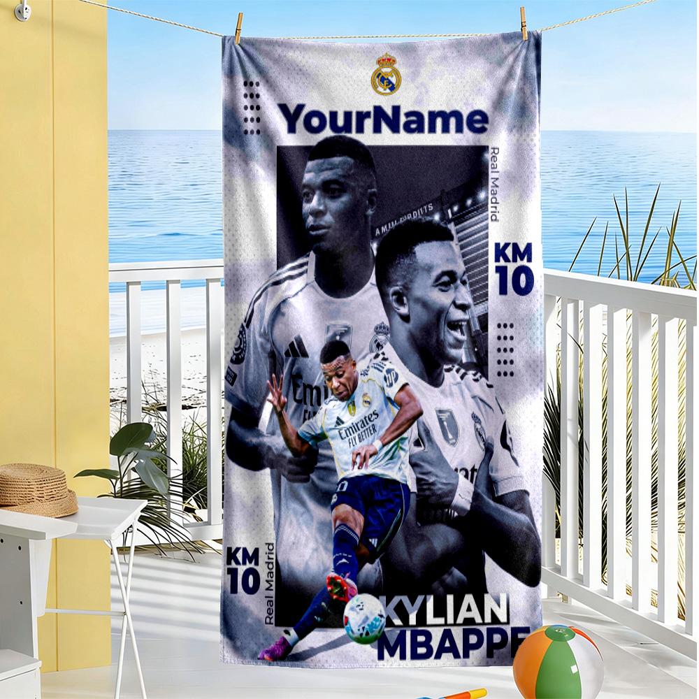 Mbappe Customized Name Beach Towel Soft Durable Quick-Dry Suitable for Sports Travel Swimming Yoga Bathroom Beach And Pool