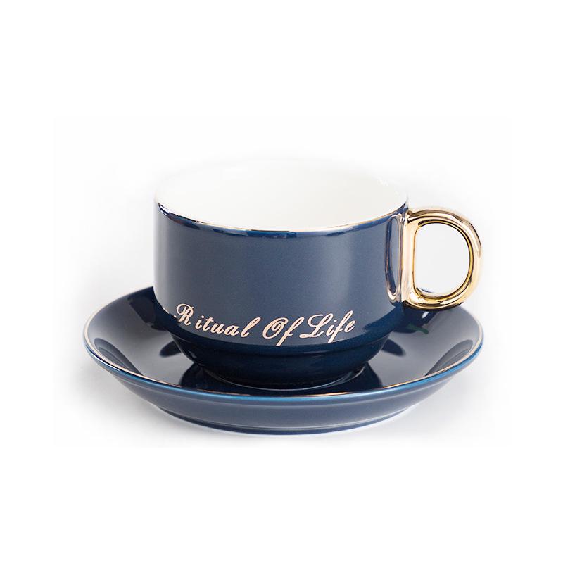 Luxury European-Style Golden Handle Ceramic Coffee Cup & Saucer Set