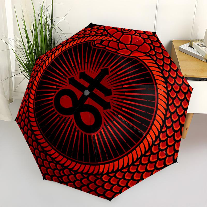 Red Serpent Circle Symbol Wall HangingUmbrella, Portable 3-Fold Umbrella for Men & Women,Christmas Gift ES357
