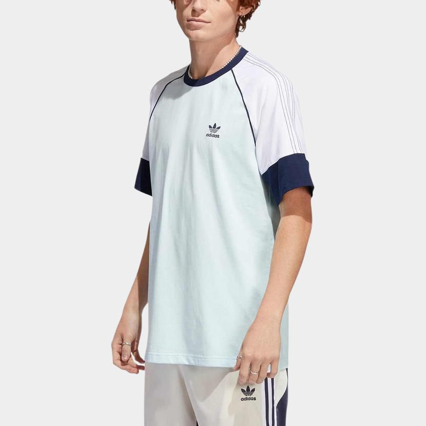 adidas Originals Casual Series Round Neck Breathable Sports Short Sleeve Loose Raglan T-Shirt Men Tops Light-Blue HI3019