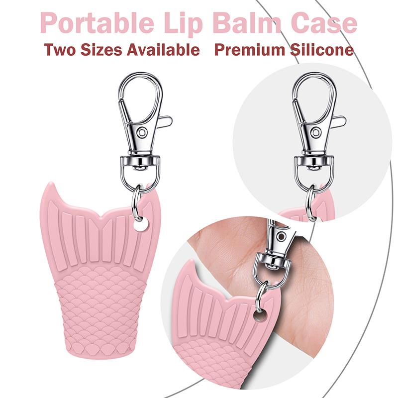 Fishtail Style Silicone Keychain Cap Lip Gloss Accessories Portable Durable Holder Keychain Compatible For Lipstick Storage Cap