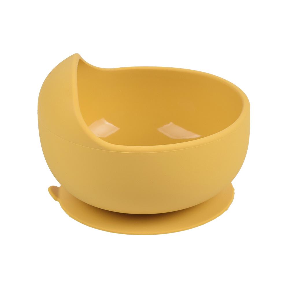 Silicone Baby Bowl & Spoon Set with Wooden Handle and Suction Cup