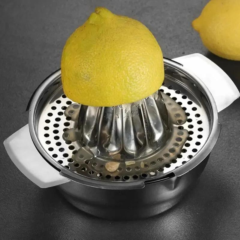 1pc Portable Stainless Steel Lemon Squeezer and Juicer with Bowl Container - Easy To Use and Convenient for Oranges, Lemons