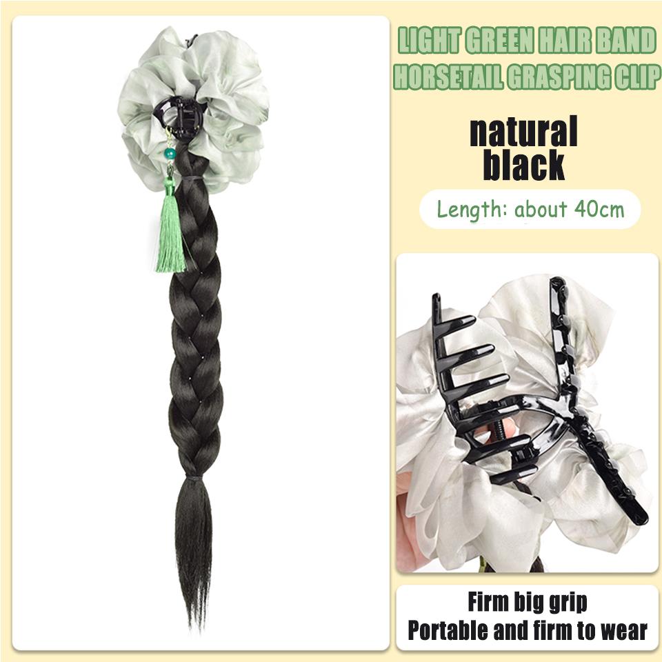 Ponytail Synthetic Wig Rose Feather Grip Female Twist Boxing Braid Feather Rose Grip Low Side Ponytail