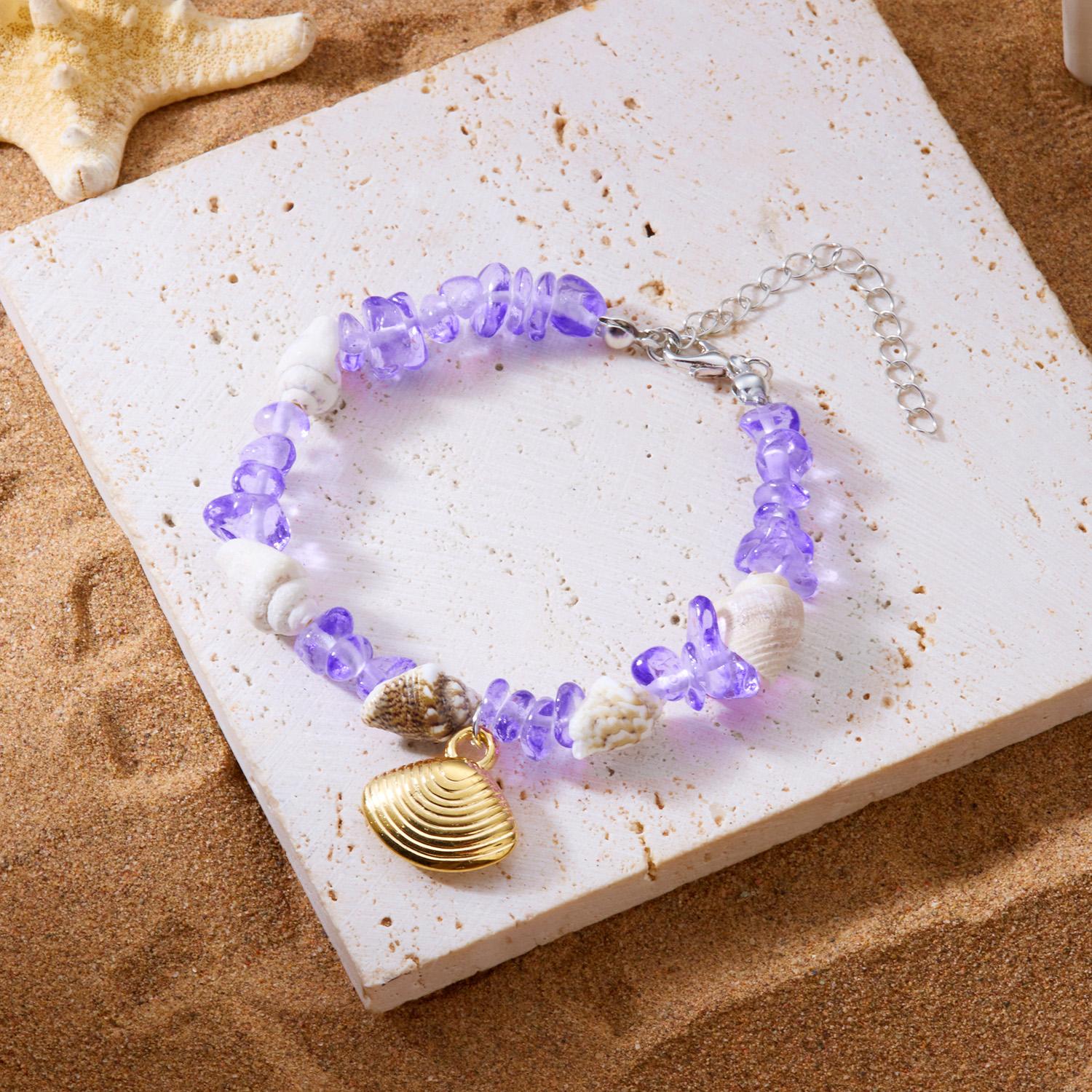 Bohemia Starfish Conch Beads Bracelet For Women Handmade Irregular Crystal Stone Beaded Bracelet Summer Beach Party Jewelry Gift