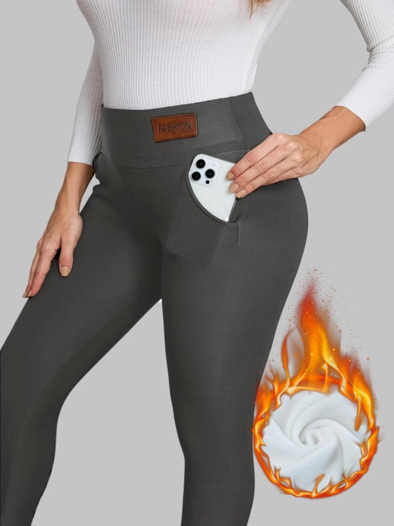 Leggings en Laine Doublés Polaire Taille Haute pour Femmes - Pantalons de Yoga Skinny Chauds pour l'Automne/Hiver