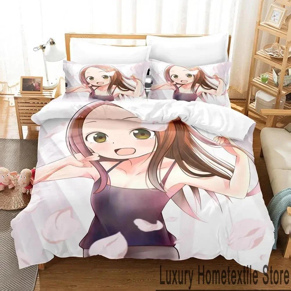 Anime Teasing Master Takagi-san Bedding Set 3D Duvet Cover Bed Set Quilt Cover Pillowcase Comforter King Queen Size Boys Adult