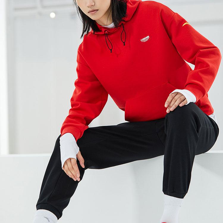 Anta Training Series New Year Edition China Ice And Snow Logo Hooded Sweatshirt Women sweatshirt Classic-Red 162217755-2