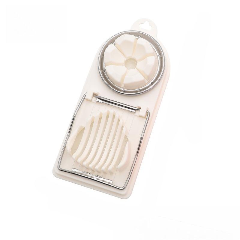 2-in-1 Eierschneider Multifunktionaler Eierschneider aus Edelstahl Haushalts-Mittagsfleisch Konserviertes Ei Schneideartefakt Küchenhelfer