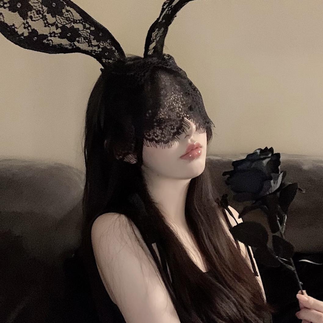 

Сексуальная кружевная повязка на голову с кроличьими ушками, женская ведущая прямой трансляции, заколка для волос, вуаль, милая повязка на голову с кошачьими ушками, сетчатые аксессуары для волос