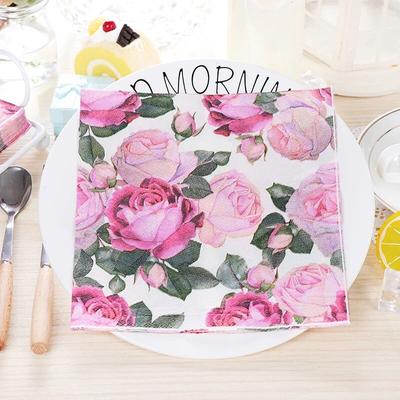 Disposable Party Napkin Double Layer 20 Pieces/Pack Pink Rose Pattern