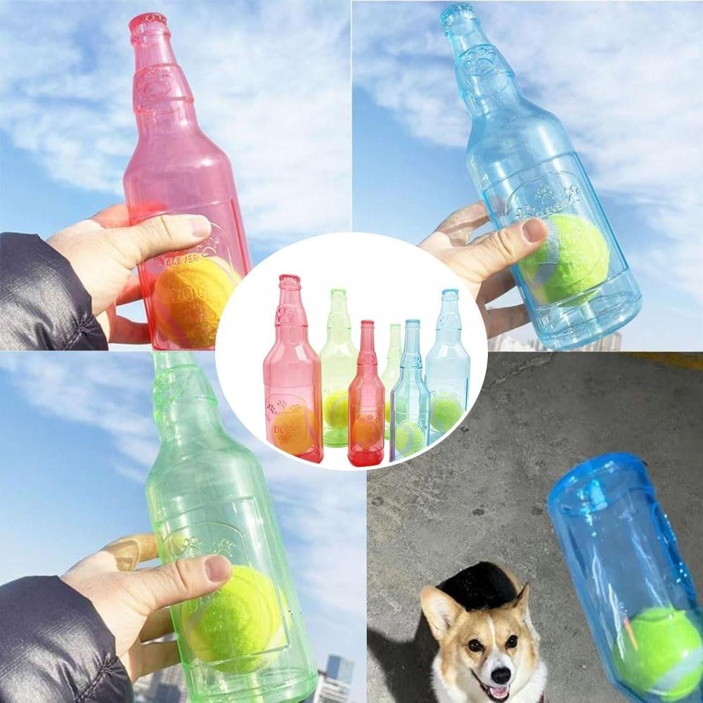 Crunchnplay Bottle Toy for Dogs Plastic Bottle Chew Toys with Tennis Water Bottle Cruncher Interactive Dog Toy