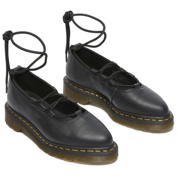 Dr. Martens Elphie II Leather Comfortable Versatile Flat Mary Jane Shoes Women Shoes Black 40683001