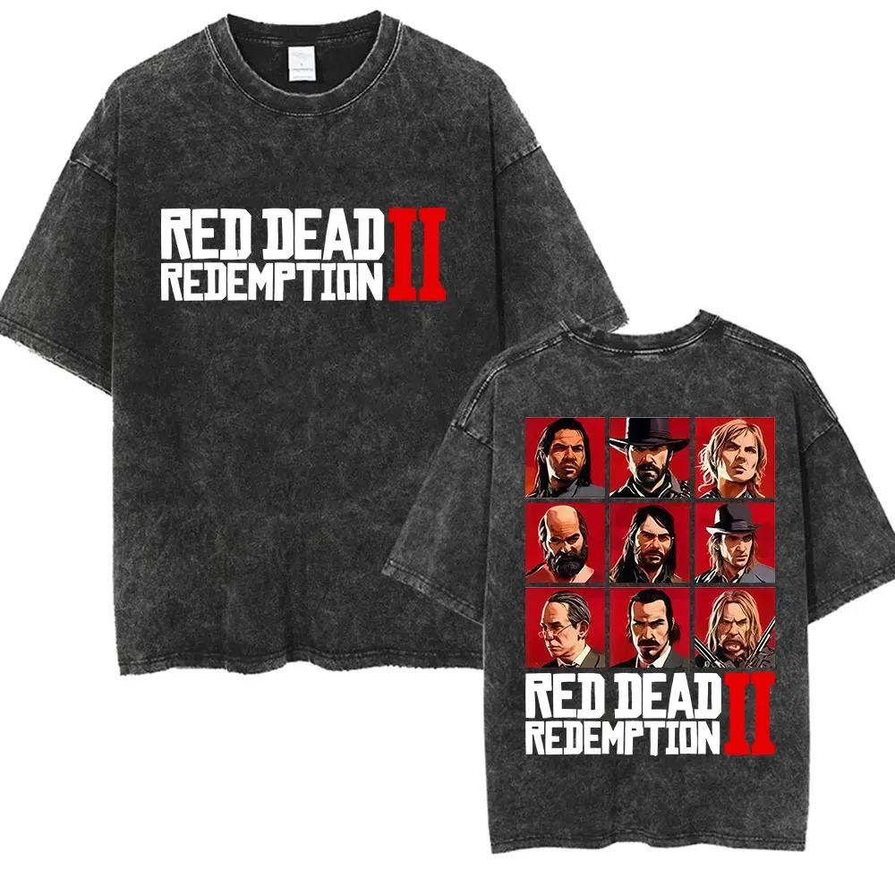 2026 T-shirt a maniche corte con scollo rotondo Y2k Unisex Nuova Top Magliette T-shirt Giocatore Red Dead Redemption 2 Lavata Vintage