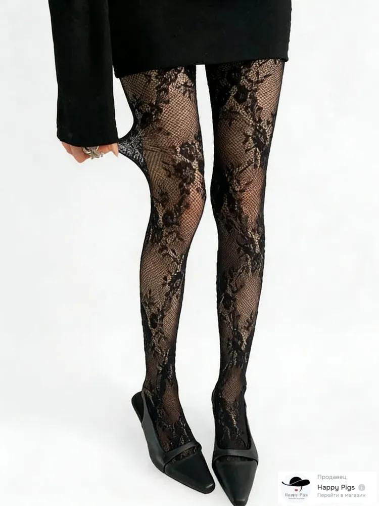 

Sheer Patterned Pantyhose Seamless Design Stretchy Fit Durable Material Comfortable Wear for Daily Use and Special Occasions One Size чёрный