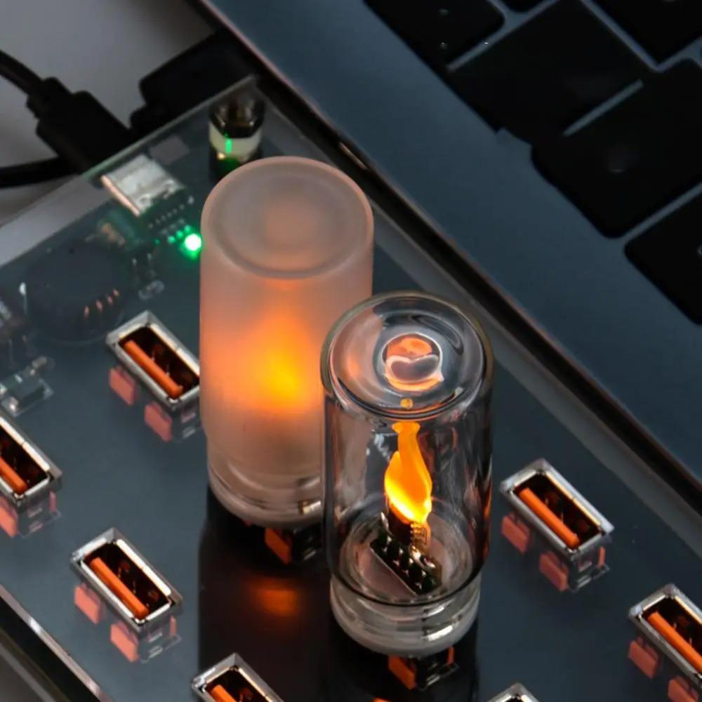 Retro USB LED Filament Nachtlicht Gelb Warm Glühbirne Beleuchtung Flamme Umgebungslicht Für Heimdeko Notbeleuchtung