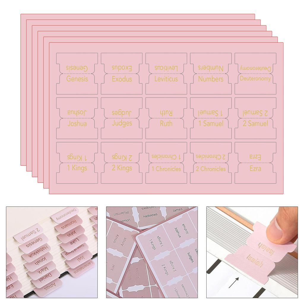 6 Blätter Bibelregisterlaschen Dekorative Bibelregisterlaschen Laminierte Bibellabel Leicht lesbare Bibel-Journaling-Zubehör für Mädchen