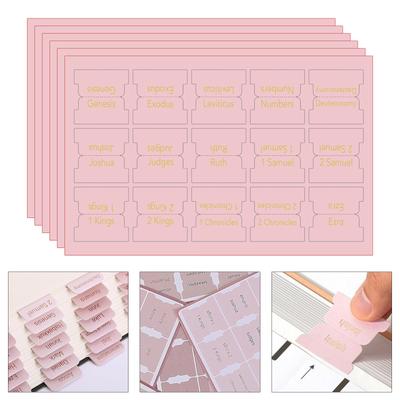 6 Blätter Bibelregisterlaschen Dekorative Bibelregisterlaschen Laminierte Bibellabel Leicht lesbare Bibel-Journaling-Zubehör für Mädchen