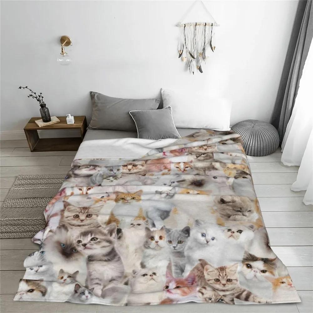 Cute Cat Throw Blanket Cozy Fluffy Plush Soft Flannel Throw Blankets for Kids Men Women Gift Sofa Bed